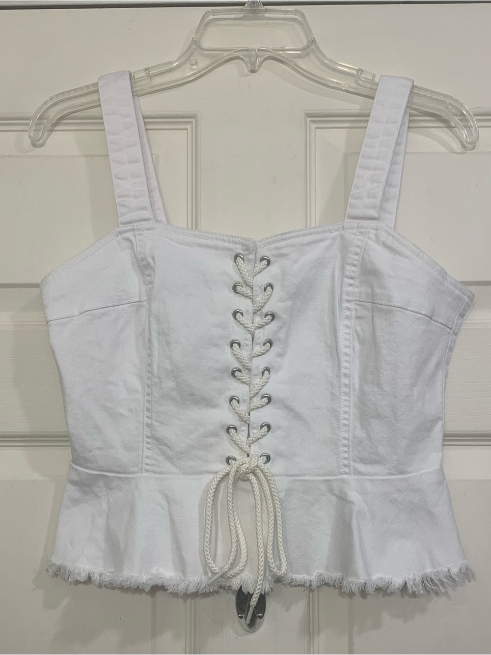 Venus White Corset Lace Up Sleeveless Sz 6 Top.            3332